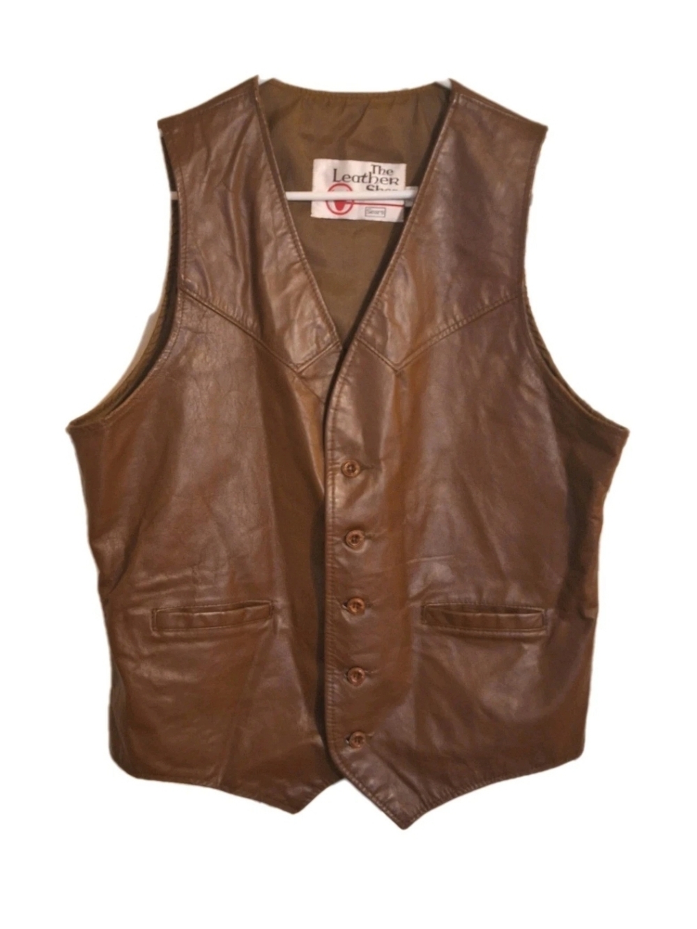 The Leather Shop Sears Vintage Women's 42 Tall Brown Leather Western Vest 1990s
